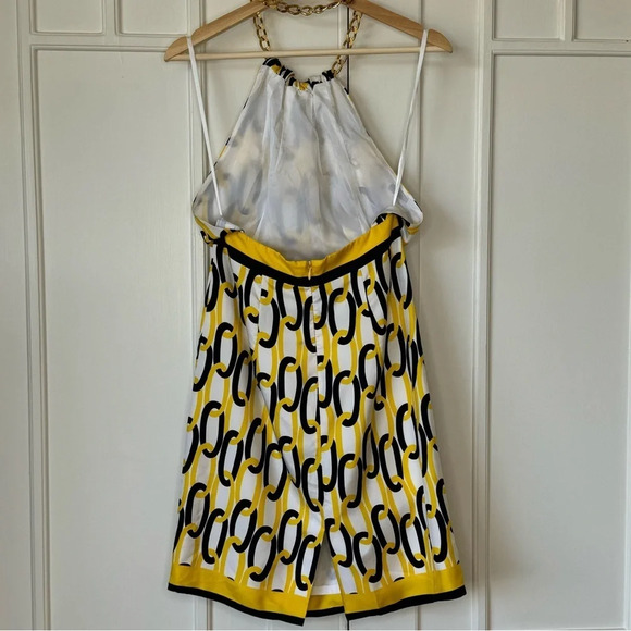 Milly Chain Link Halter Navy & Yellow Women’s Size 4 sheath dress backless  sexy - Picture 9 of 16